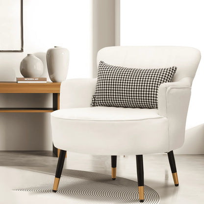Magshion Accent Chair, Modern Armchair with Wing Back and Cushion, Soft Padded Single Sofa Seat for Living Room/Home Office/Bedroom, White