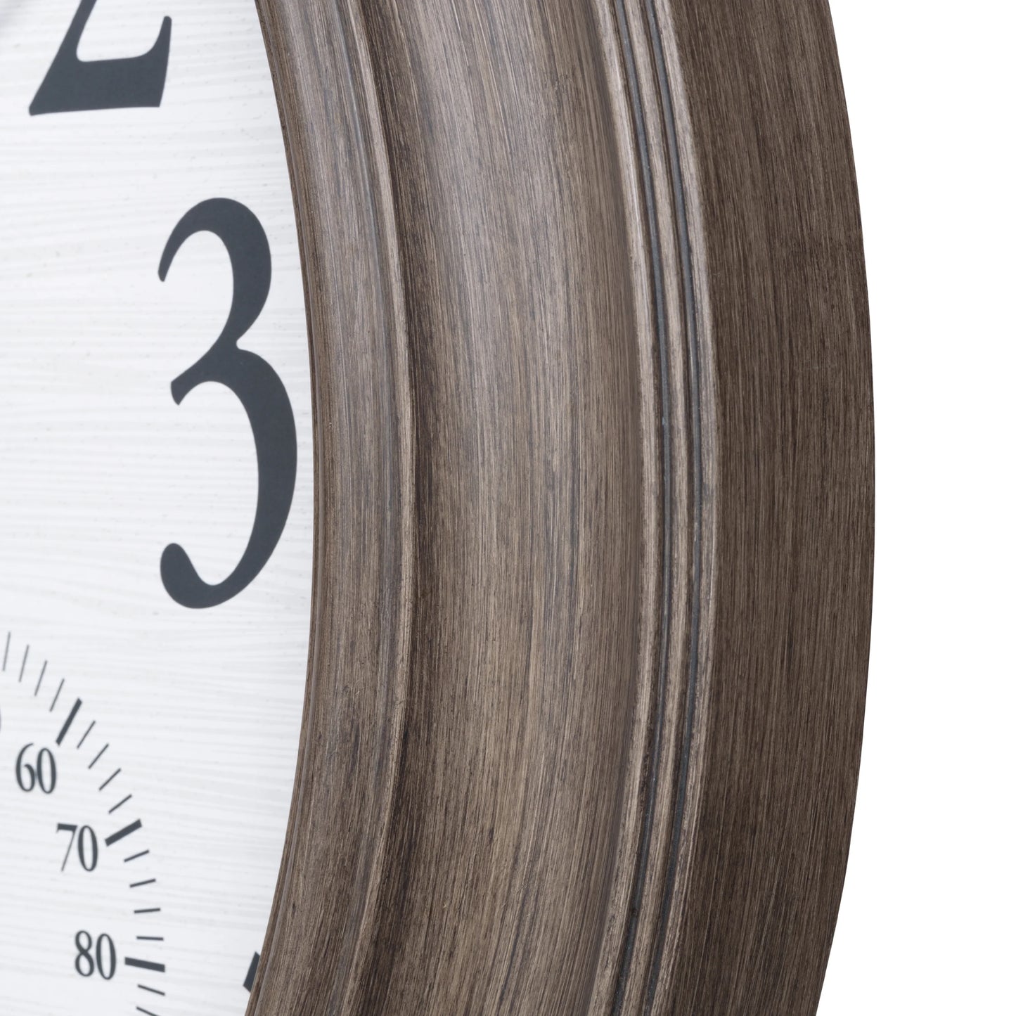 La Crosse 26.2" Outdoor Gray Oak Analog Quartz Wall Clock with Temp & Humidity, 433-3267TH