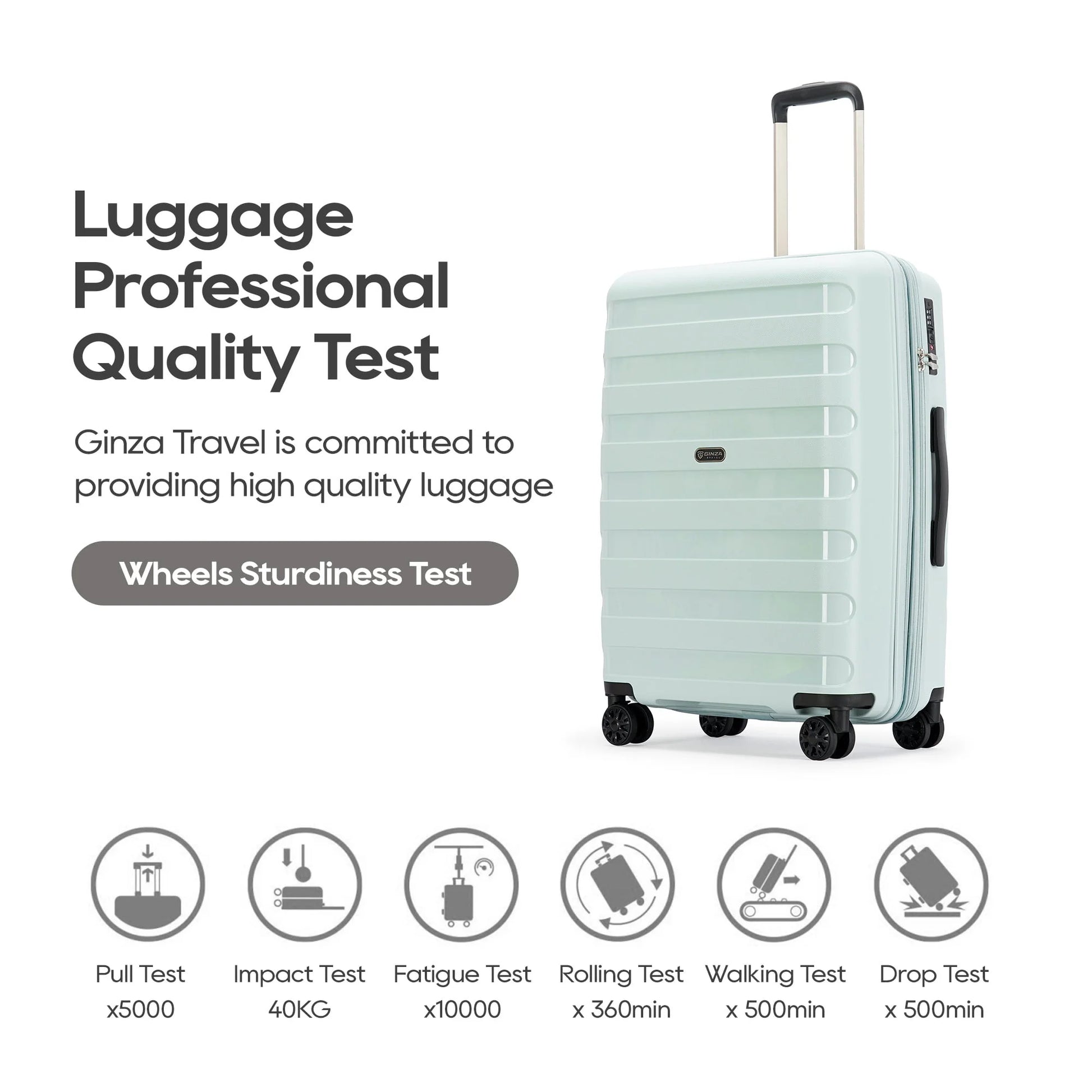 Ginza Travel 3 Piece Hardside Expandable Luggage Sets,PP Hard Luggage with Spinner Wheels,Azure Water