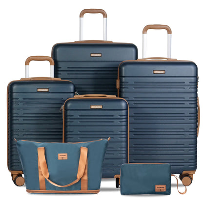 Hardside Luggage Sets 6 Piece, Hardshell Suitcase with TSA Lock Spinner Wheel and Travel Duffle Bag.Black