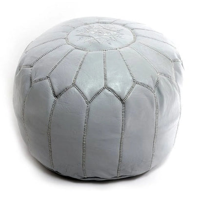 BeldiNest Moroccan Genuine Leather Pouf Ottoman - Pre-Filled, Handmade, Round Ottoman, Bohemian Footstool, Perfect Home Ottoman Footrest, Size: D20" H14"- Turquoise