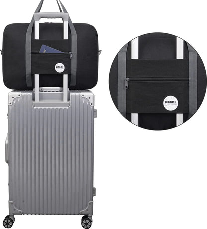 For Spirit Airlines Personal Item Bag 18x14x8 Travel Duffel Bag Underseat Foldable Carry-on Luggage for Women,Black with Shoulder Strap