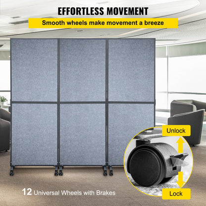 VEVOR Acoustic Room Divider Office Partition Panel 72"x66" 3 Pack in Light Gray
