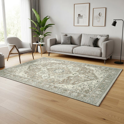 Sasha Area Rug, Adryan Beige Green, 5'3' x 7'