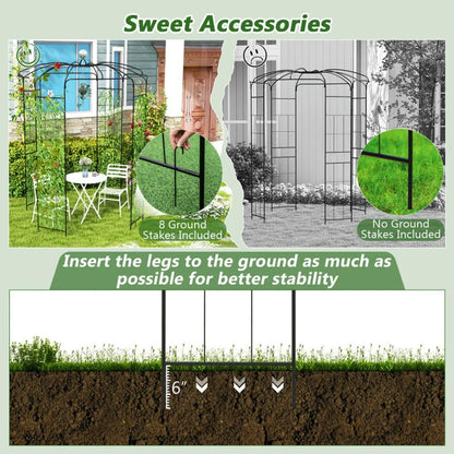 Canddidliike 2-In-1 Gazebo Trellis, French Style Arch, Birdcage Shape Gazebo for Climbing Plants and Wedding Ceremony Decoration, Black