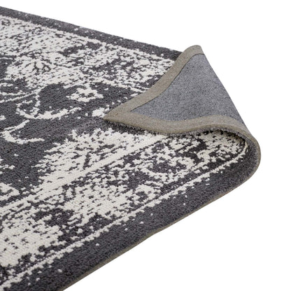 Modway Kazia Distressed Floral Lattice 8x10 Area Rug in Dark Gray and Ivory