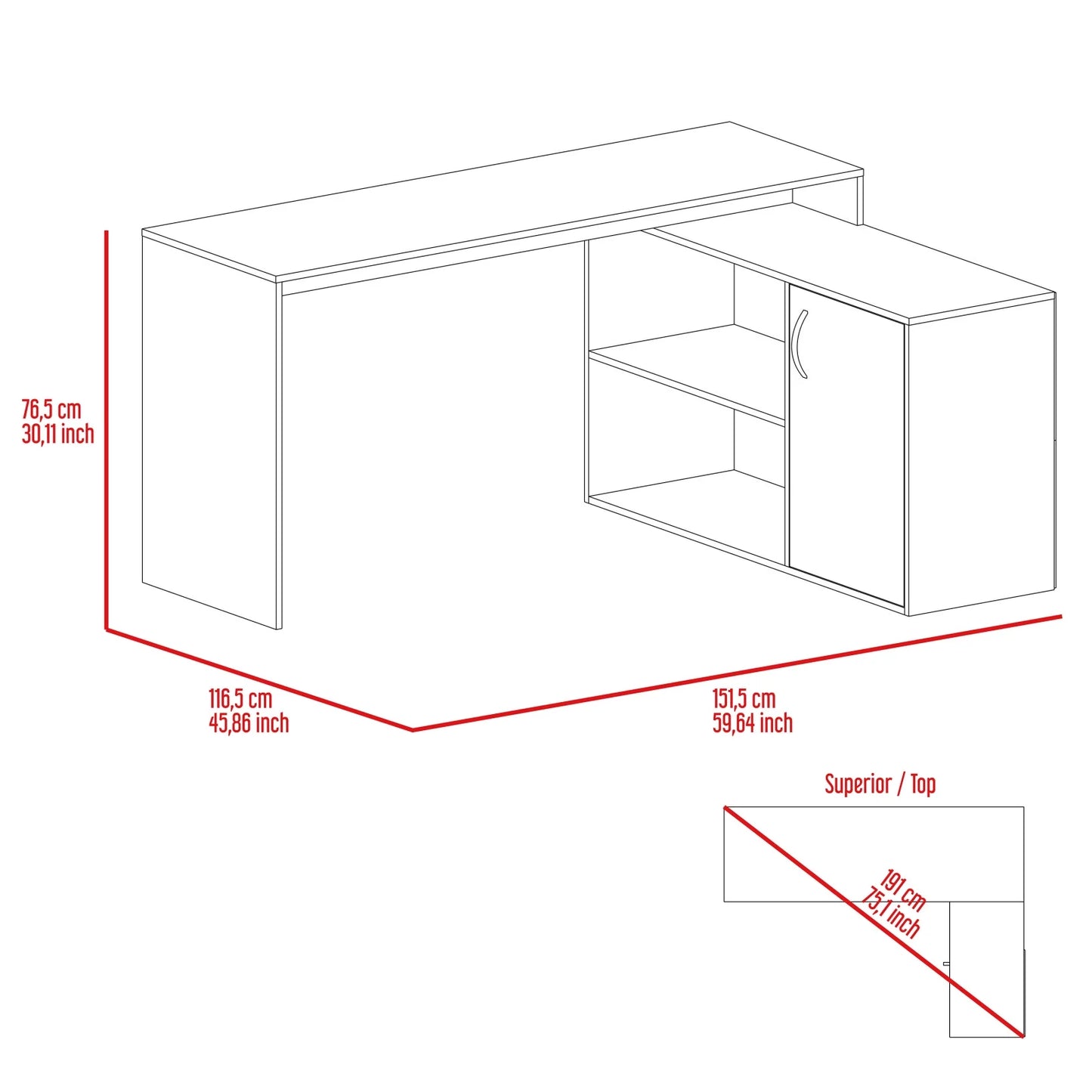 L Shaped Desk, Corner Desk with Sotrage Cabinets, Computer Desk Home Office Desk Writing Study Gaming Table Workstation for Home Game