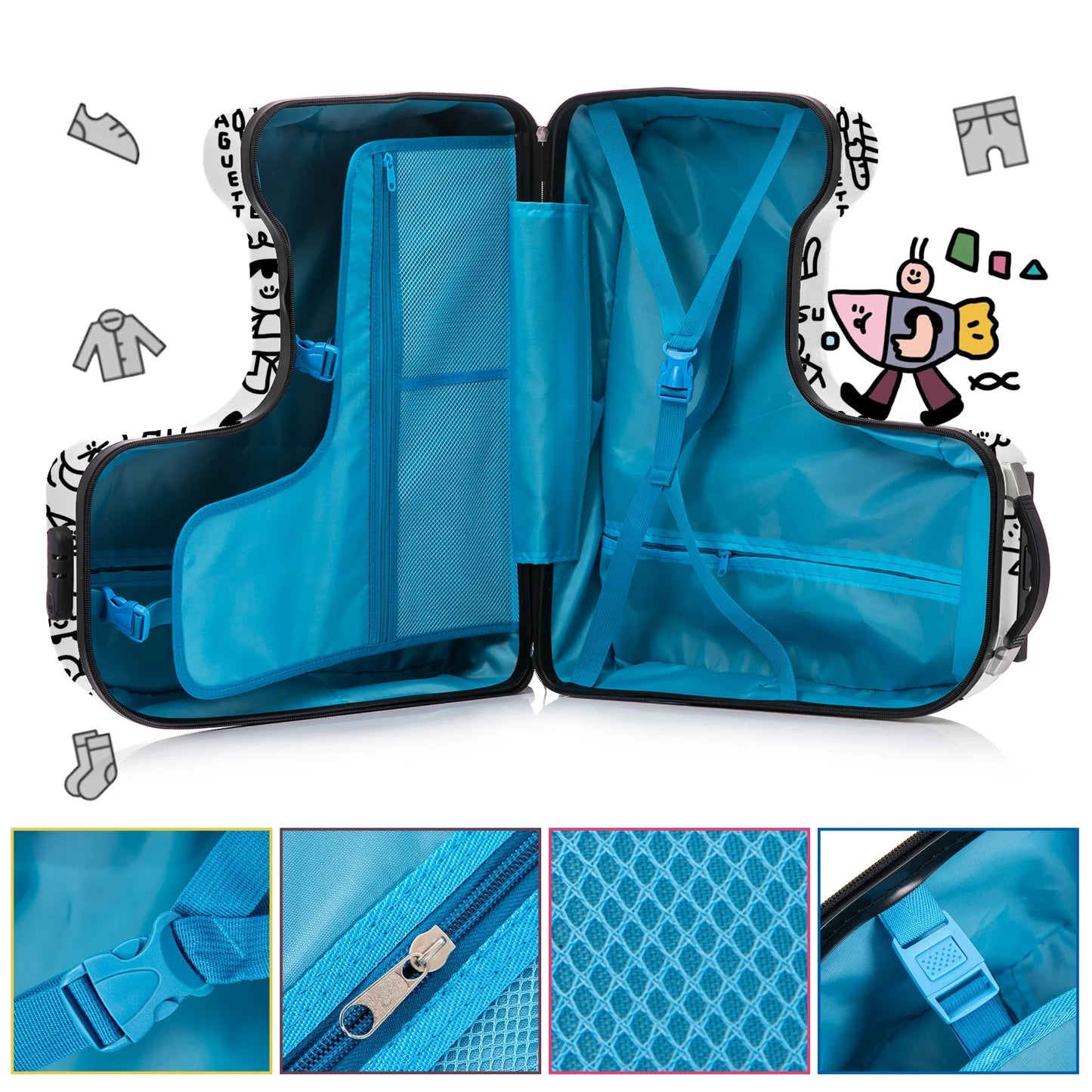 Fridtrip 22 inch Children's Ride On Luggage with Safety Belt DIY Paint ColorWaterproof Luggage Spinner wheels with Luggage Cover