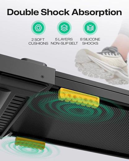 UREVO Spacewalk E1L Smart Walking Pad, Compact Under Desk Treadmill with Double Shock Absorption, Quiet Operation, Workout APP with Track Insights and MIIT Mode, Remote or APP Control for Home Office