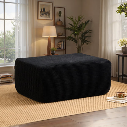 Ovios Oversized Ottoman Footrest for Sofa Large Plush Corduroy Pouf Ottoman Coffee Table Rectangle Floor Bench Extra Seating for Living Room, No Assembly, Beige