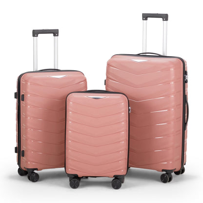 Zimtown 3 Piece Suitcases, PP Hard Shell Suitcase 20" 24" 28" Luggage Sets Double Wheels with TSA Lock, Dark Gray
