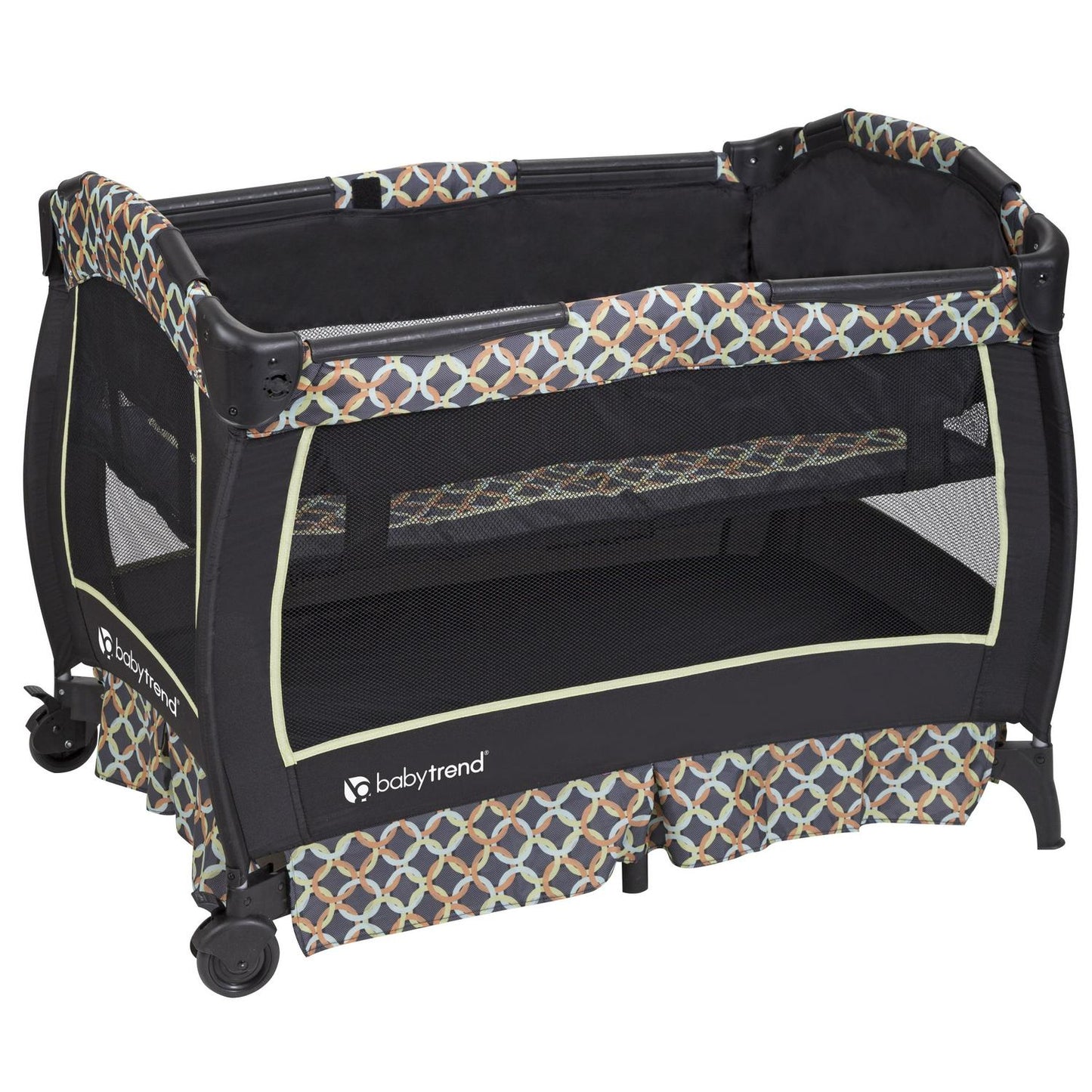 Baby Trend Twins Nursery Center Playard with Travel Bag - Circle Tech Multi-Color Black