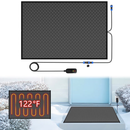Slsy Snow Melting Mat, 20 x 30 inch, 3 in/h Melting Speed, Heated Outdoor Mats for Winter Walkway, No-Slip Rubber w/Plug & Power Cord