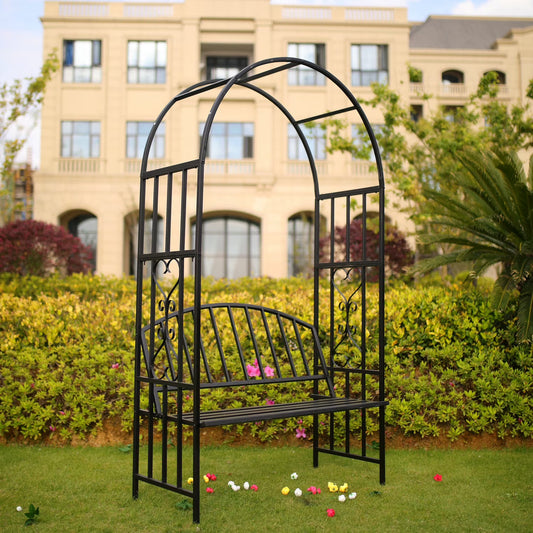 Go Garden Arch Black Steel Arbor, Supports Climbing Plants and Vines