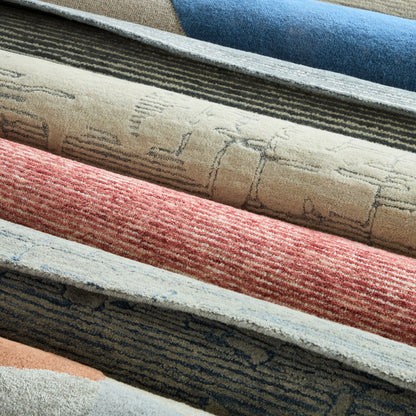 TOWN & COUNTRY LUXE Rita Ribbed Textured Hand Tufted 100% Wool Area Rug, Grey/Blue/Ivory, 5'x7'