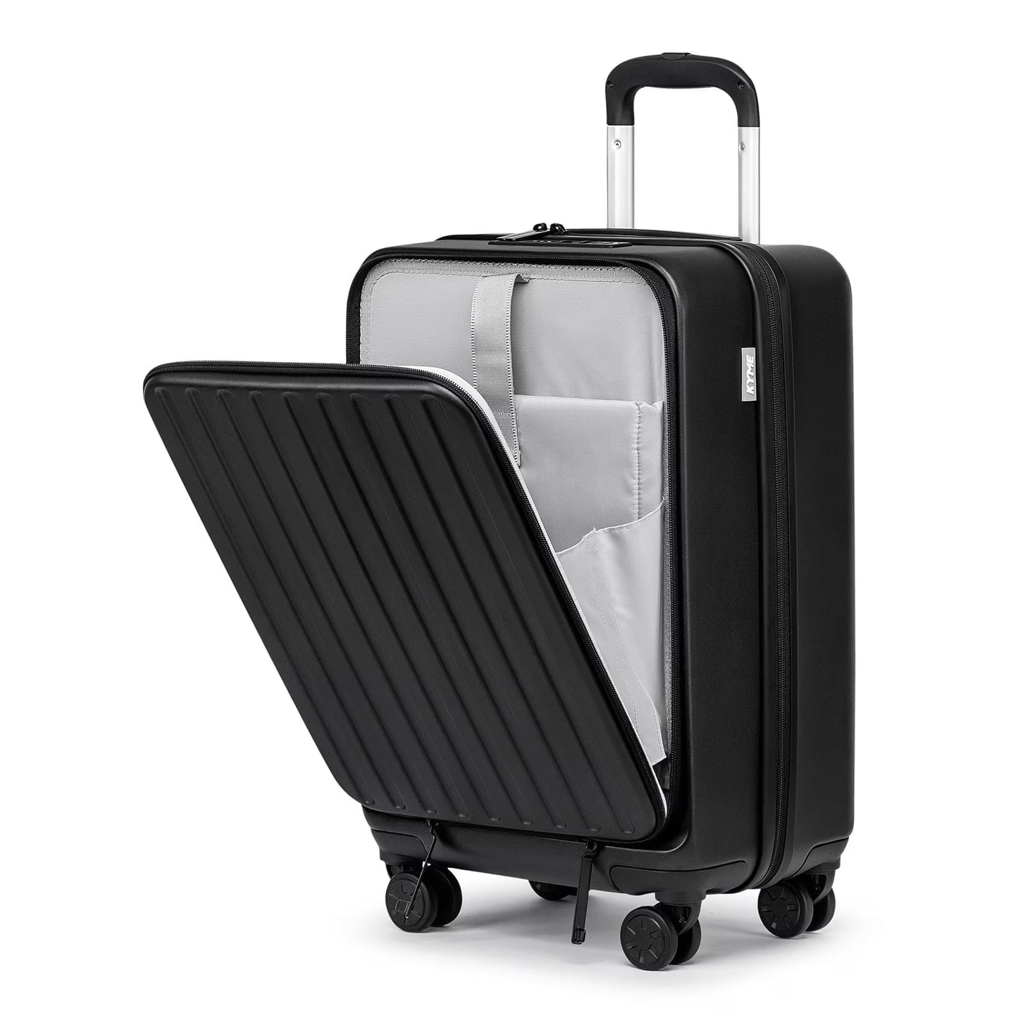 Front Open Carry On Luggage Laptop Compartment 100%PC TSA Lock Spinner Wheels 20" Lightweight Hardside Suitcase