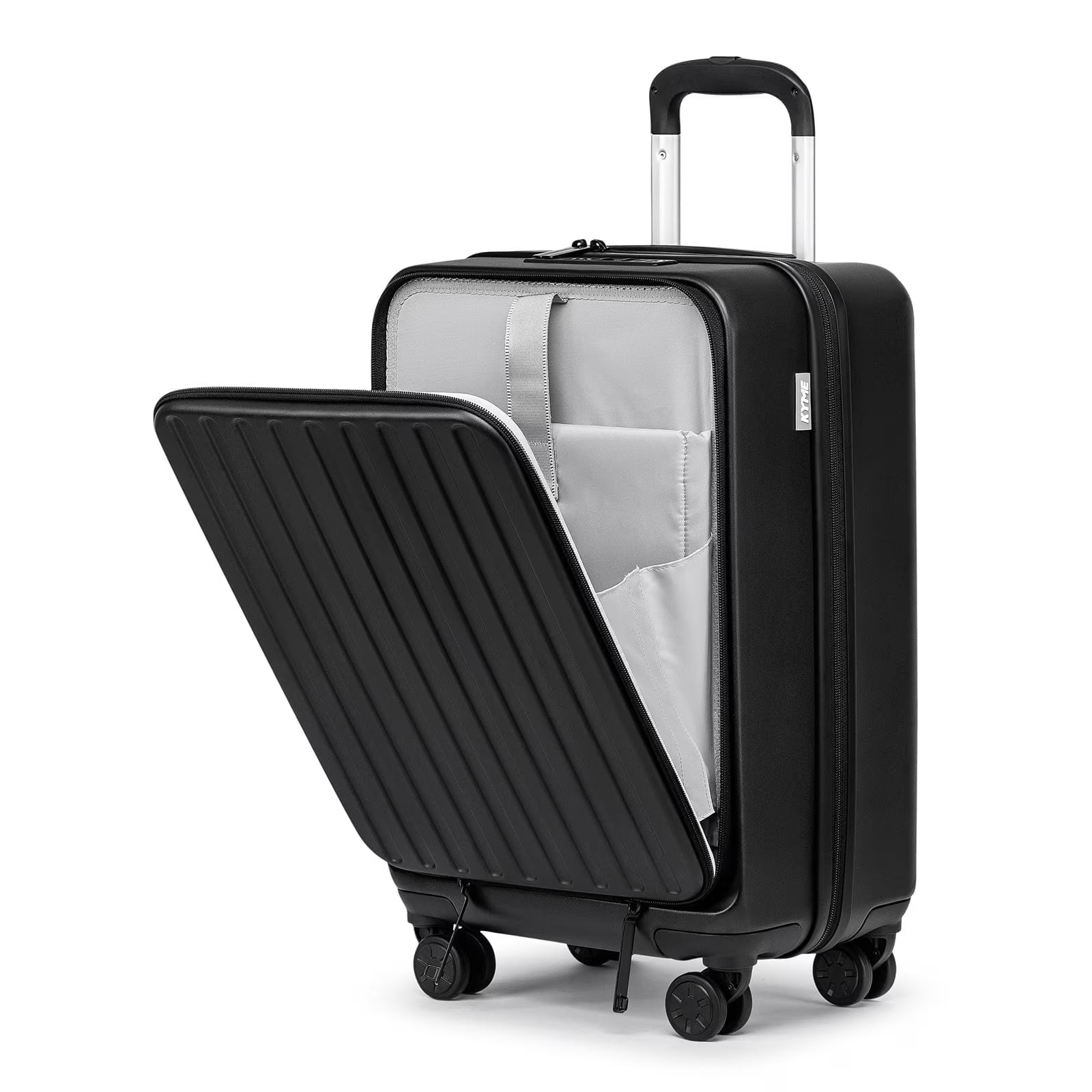 Front Open Carry On Luggage Laptop Compartment 100%PC TSA Lock Spinner Wheels 20" Lightweight Hardside Suitcase