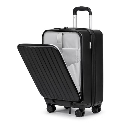 Front Open Carry On Luggage Laptop Compartment 100%PC TSA Lock Spinner Wheels 20" Lightweight Hardside Suitcase