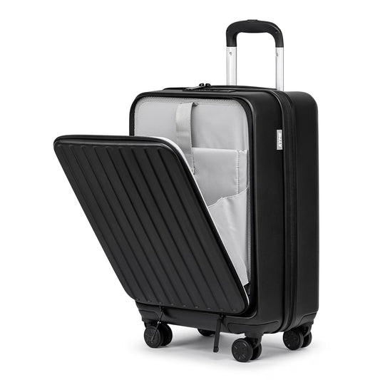 Front Open Carry On Luggage Laptop Compartment 100%PC TSA Lock Spinner Wheels 20" Lightweight Hardside Suitcase