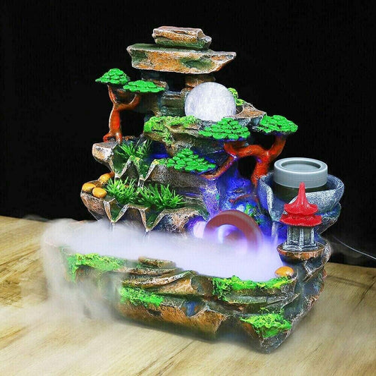 ANQIDI Indoor Water Fountain W/Led And Mist Resin Rockery Waterfall home decoration
