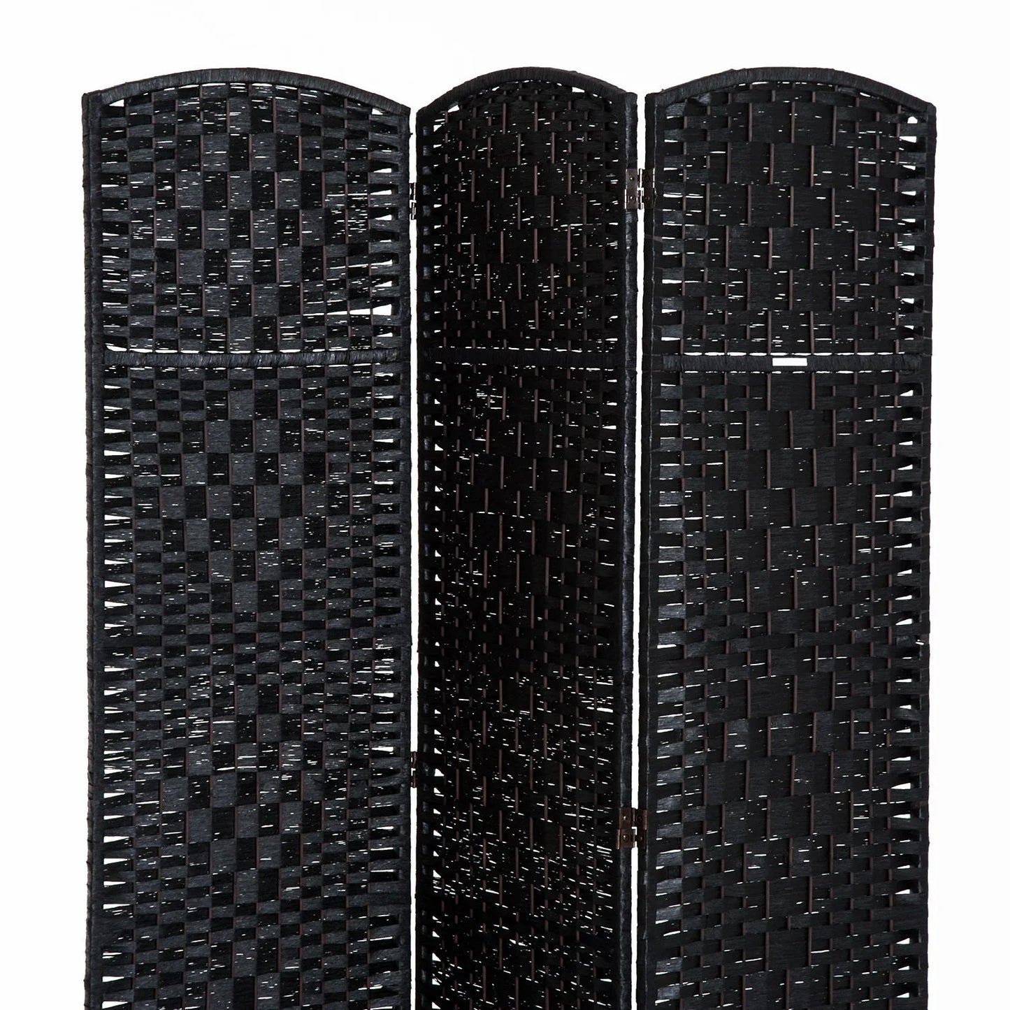 HomCom 6' Tall Wicker Weave 3 Panel Room Divider Privacy Screen - Black Wood