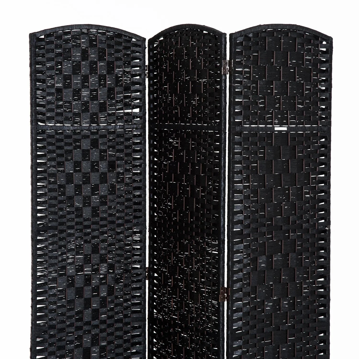 HomCom 6' Tall Wicker Weave 3 Panel Room Divider Privacy Screen - Black Wood