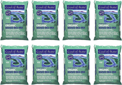 Coast of Maine Castine Blend Organic Raised Bed Soil Mix with All Natural Ingredients for Vegetables, Herbs, and Flowers, 1 Cubic Feet 4 Pack