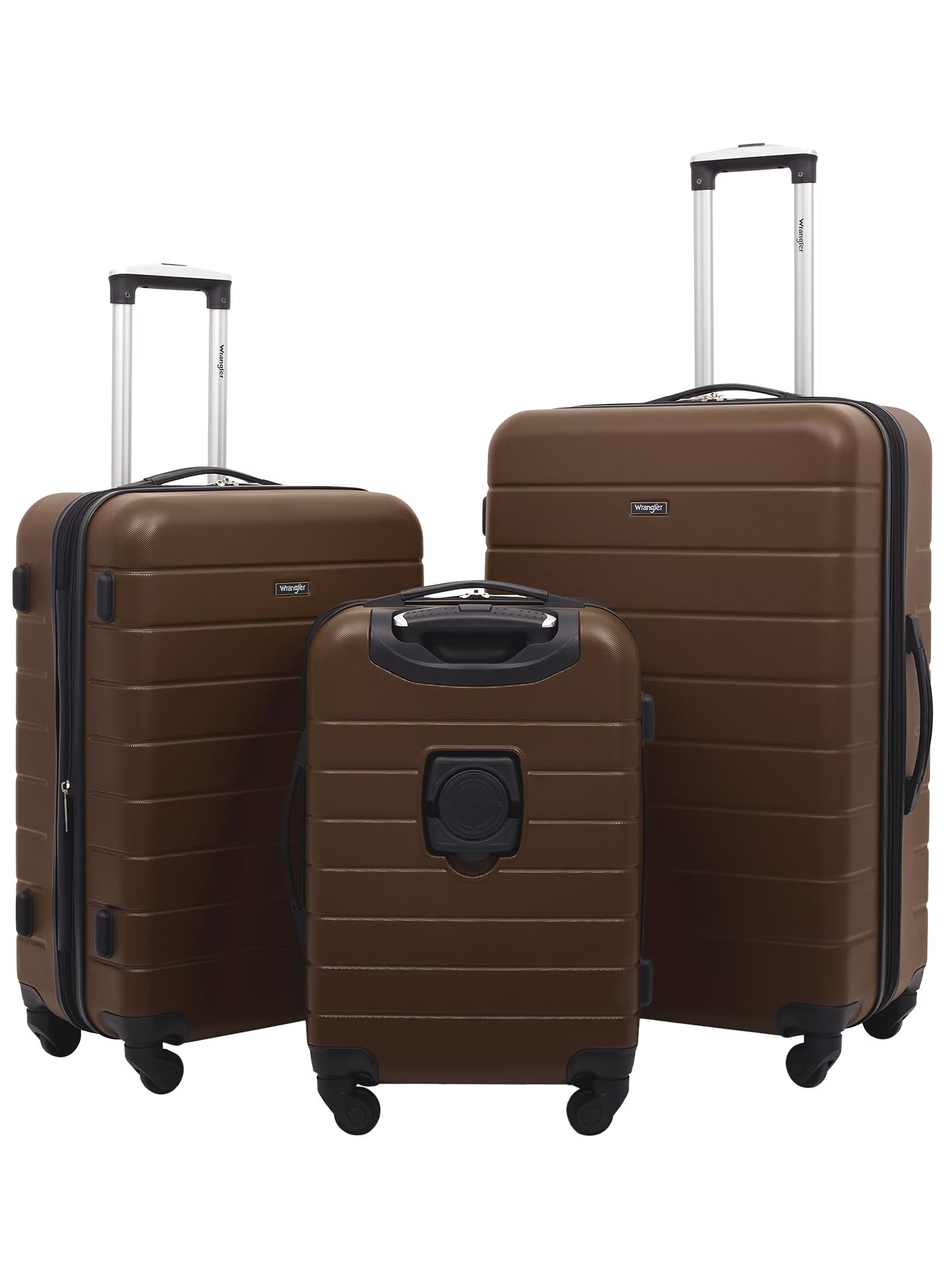 Wrangler 3 Piece Luggage Set with Cup Holder and USB Port, Olive Green