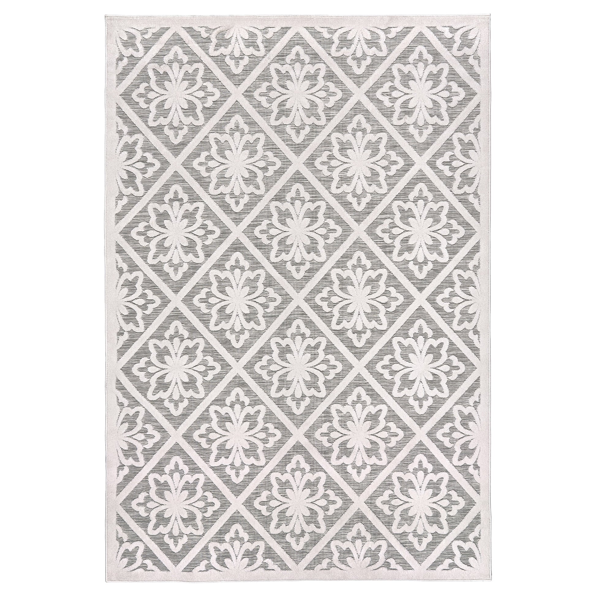 Laguna Indoor/Outdoor Area Rug, Bennet Gray Ivory, 6’6”x9’6”