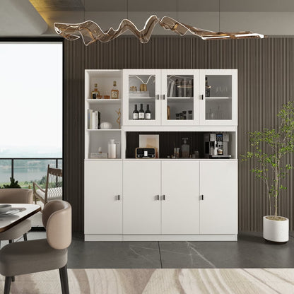 Modern Versatile Storage Cabinet Set, White 5-Door Bookcase Display Storage Organizer for Home Office Bedroom Living Room, 62.9"x12.2"x70.9"