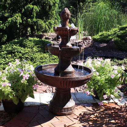 Sunnydaze Flower Blossom Traditional White Resin 3-Tier Outdoor Water Fountain