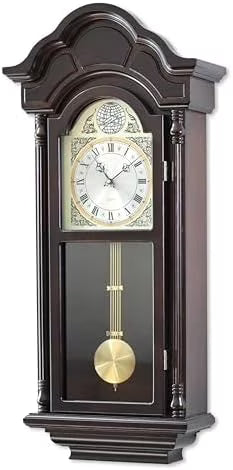 26IN Grandfather Vintage Wall Clock with Pendulum and Chime, Hour/Quarter-Hour Chime, Elmwood Frame, Large Vintage Wall Clock for Living Room,Home Decor Gift