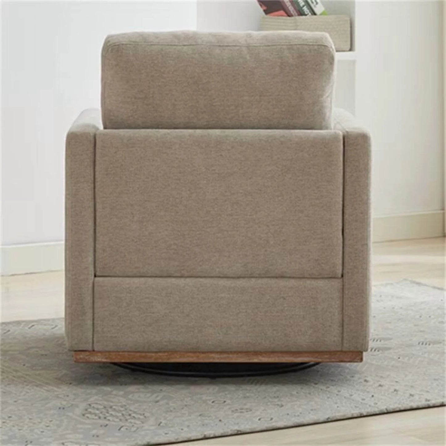 Swivel Accent Chair, Modern Chenille Upholstered Lounge Chair Armchair with 360 Degree Swiveling Base, Leisure Club Chair Comfy Accent Single Sofa Chair for Nursery Bedroom Living Room, Taupe