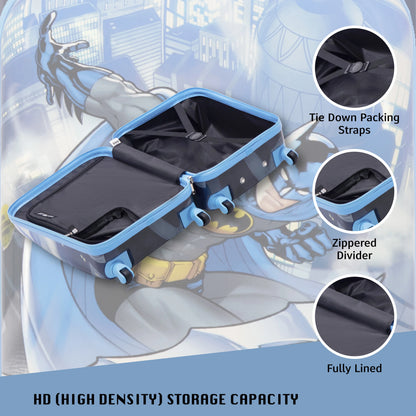 DC Comics Batman 21 Inch Kids Rolling Luggage, Hardshell Carry On Suitcase with Wheels, Blue
