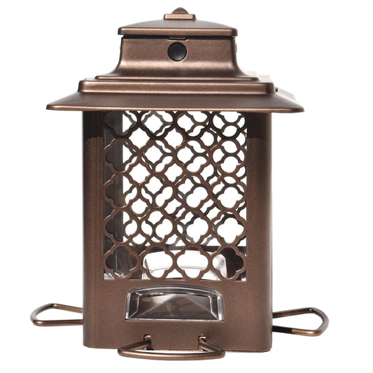More Birds Bronze Metal Hopper Sunflower Bird Feeder, 3.6 lb Capacity