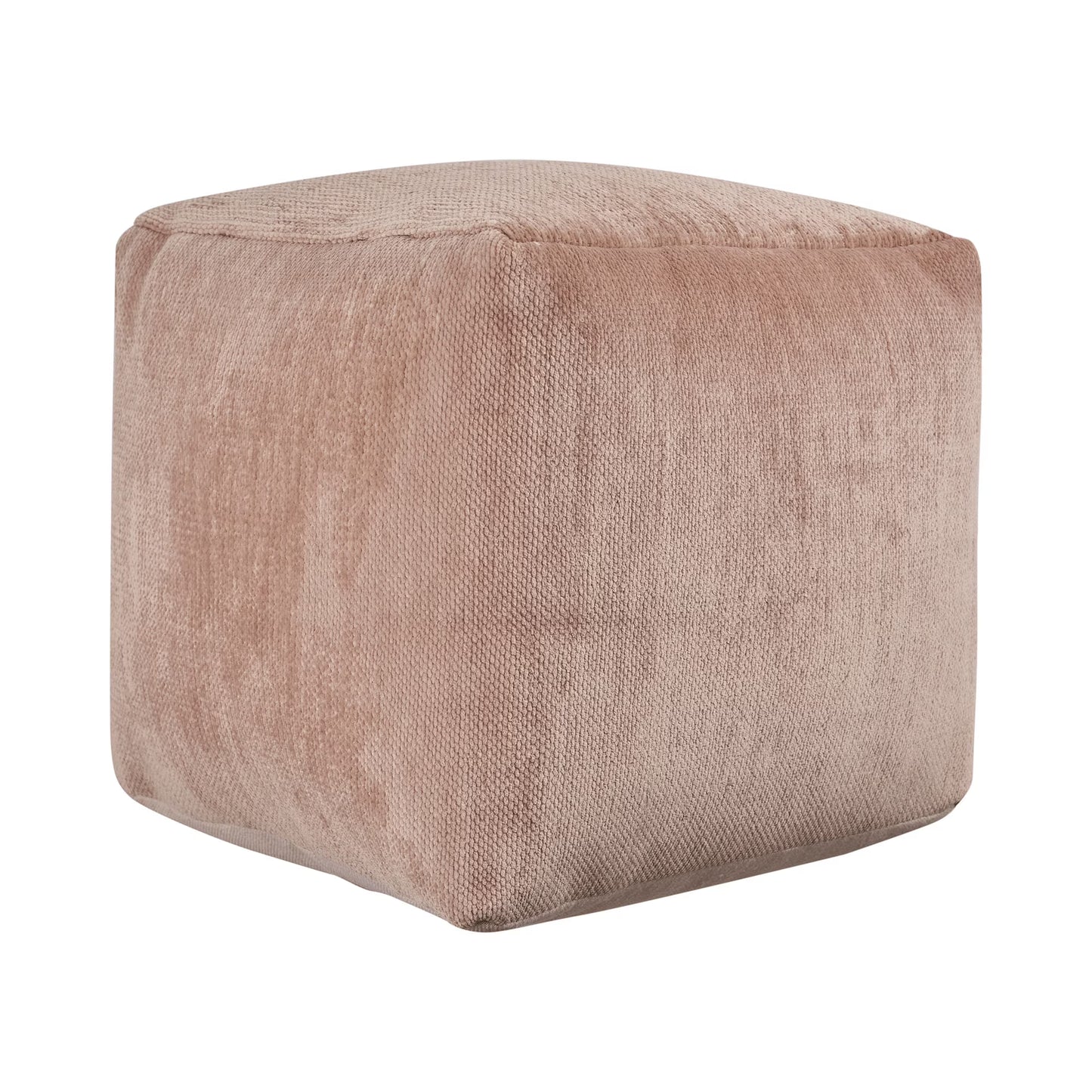 LR Home Medium Solid Indoor Cube Pouf, Blue Chenille, 18" x 18" x 18"