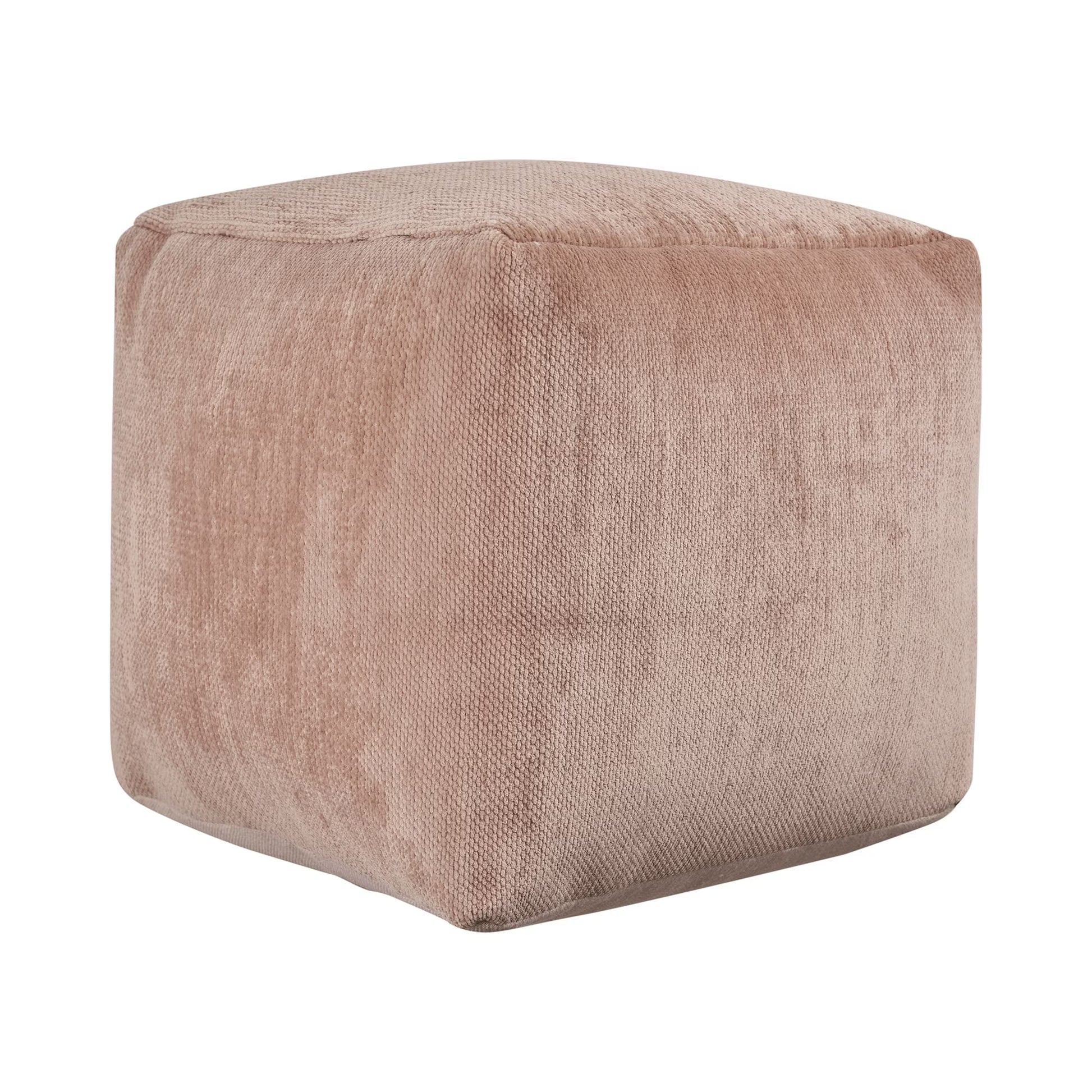 LR Home Medium Solid Indoor Cube Pouf, Blue Chenille, 18" x 18" x 18"