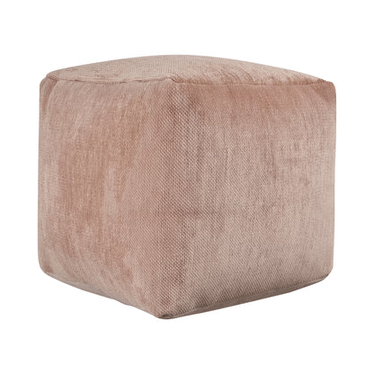 LR Home Medium Solid Indoor Cube Pouf, Blue Chenille, 18" x 18" x 18"