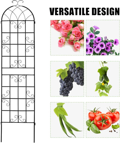 SHZOND 4 Pack 86.2 x 19.7 in Metal Garden Trellis for Climbing Plants, Black Metal Garden Trellis for Vines Plant Rose Flowers Vegetables Support, Large Decorative Outdoor Trellis