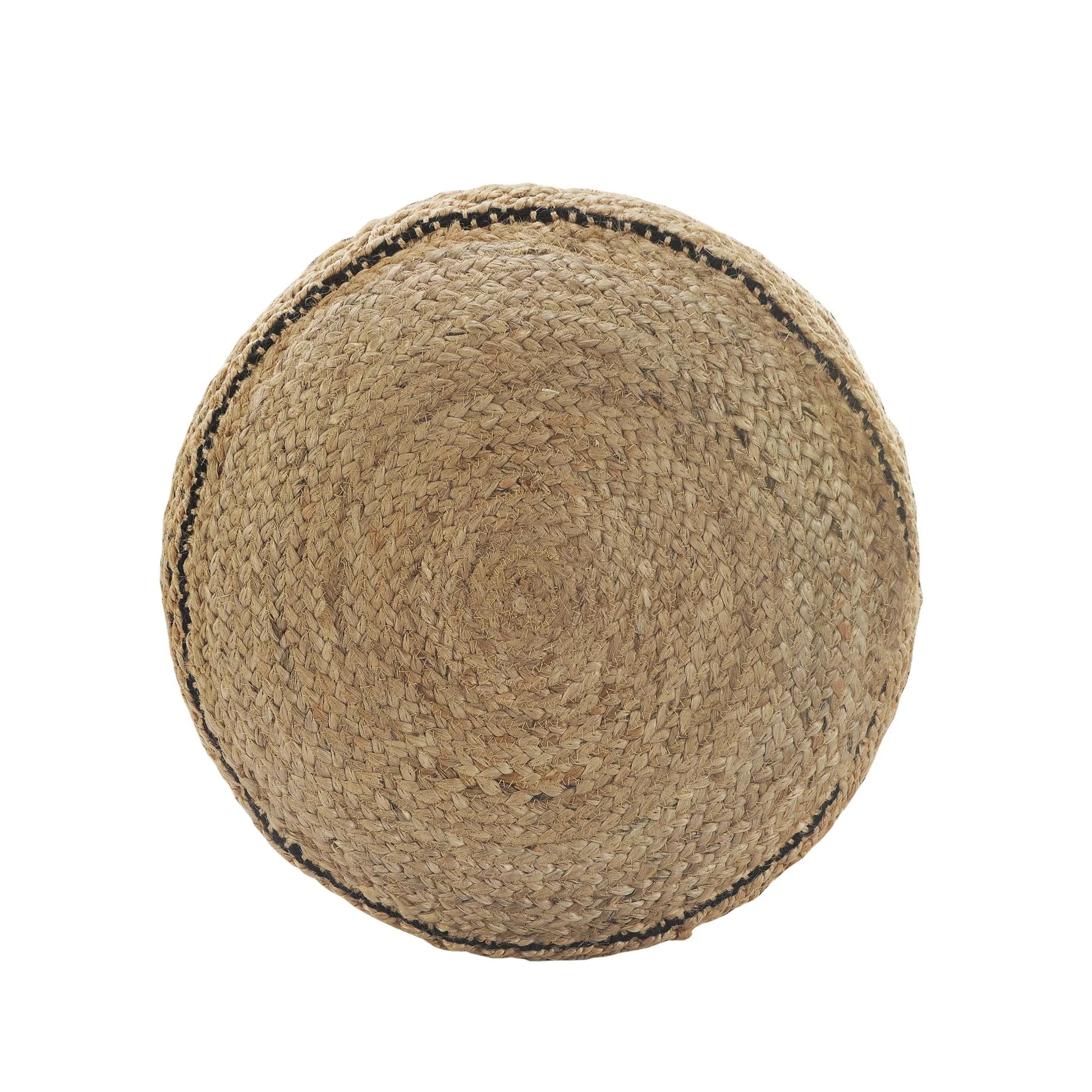 Laddha Home Designs 18" Tan and Black Chevron Handcrafted Round Pouf Ottoman