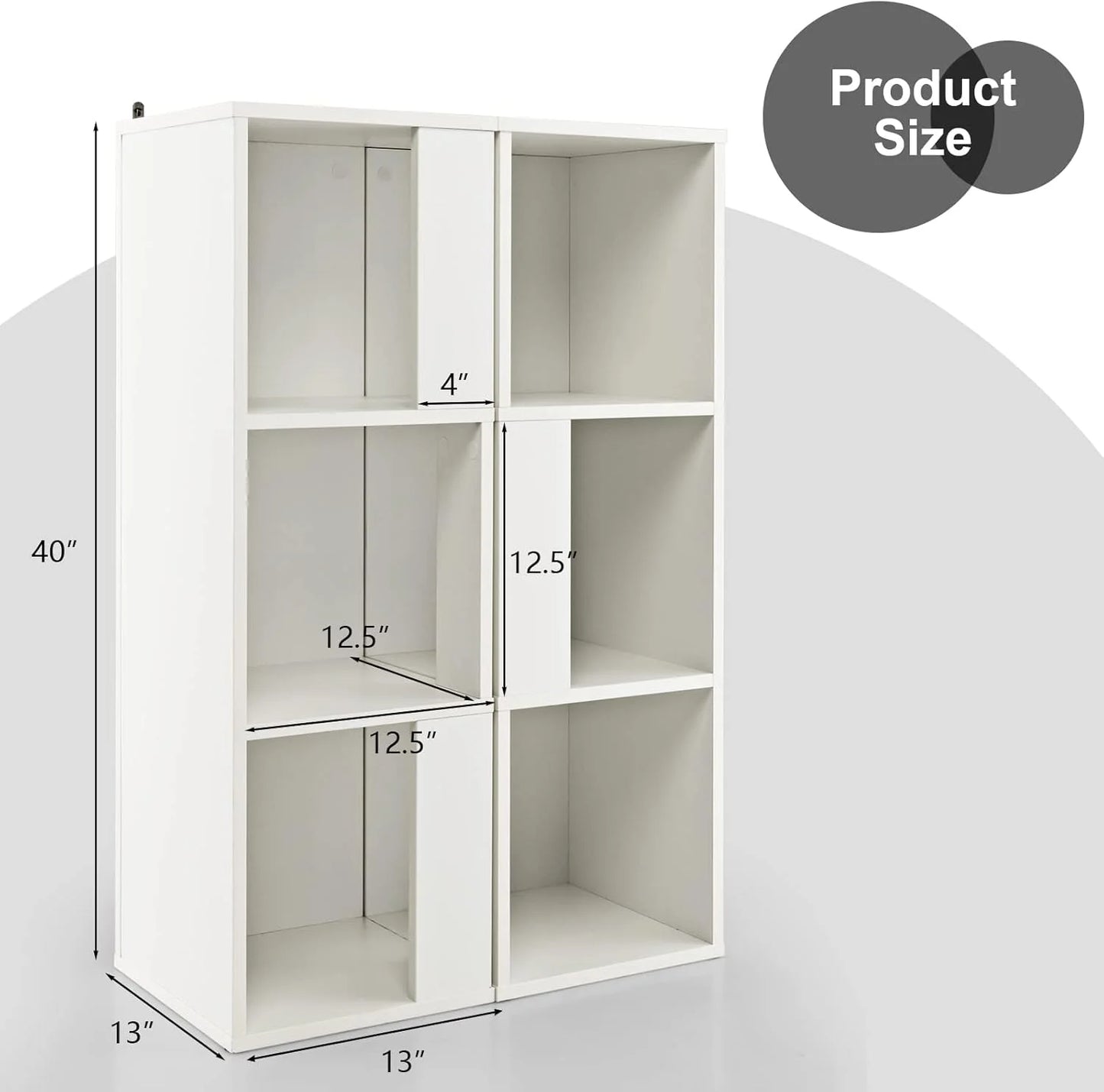 3 Cube Bookcase Set of 2, Modern Bookshelf w/Cubical Storage Shelves, Wood Bookshelves & Bookcases, Small Book Shelf for Bedroom, Living Room, Home Office (White)