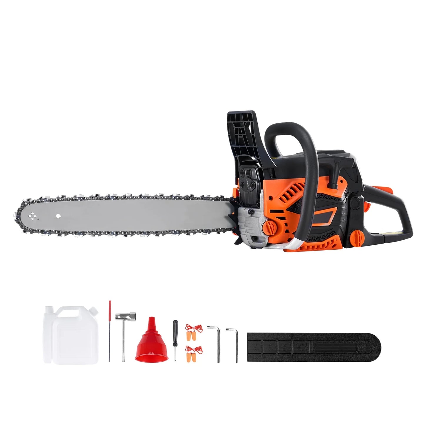 KFFKFF Gas Chainsaw, 52CC, 18-inch Blade, 2.55HP, Fuel-Operated, Portable Handheld Chainsaw for Cutting Trees, Branches, Trimming, and Clearing Land in Gardens, Farms, and Forests