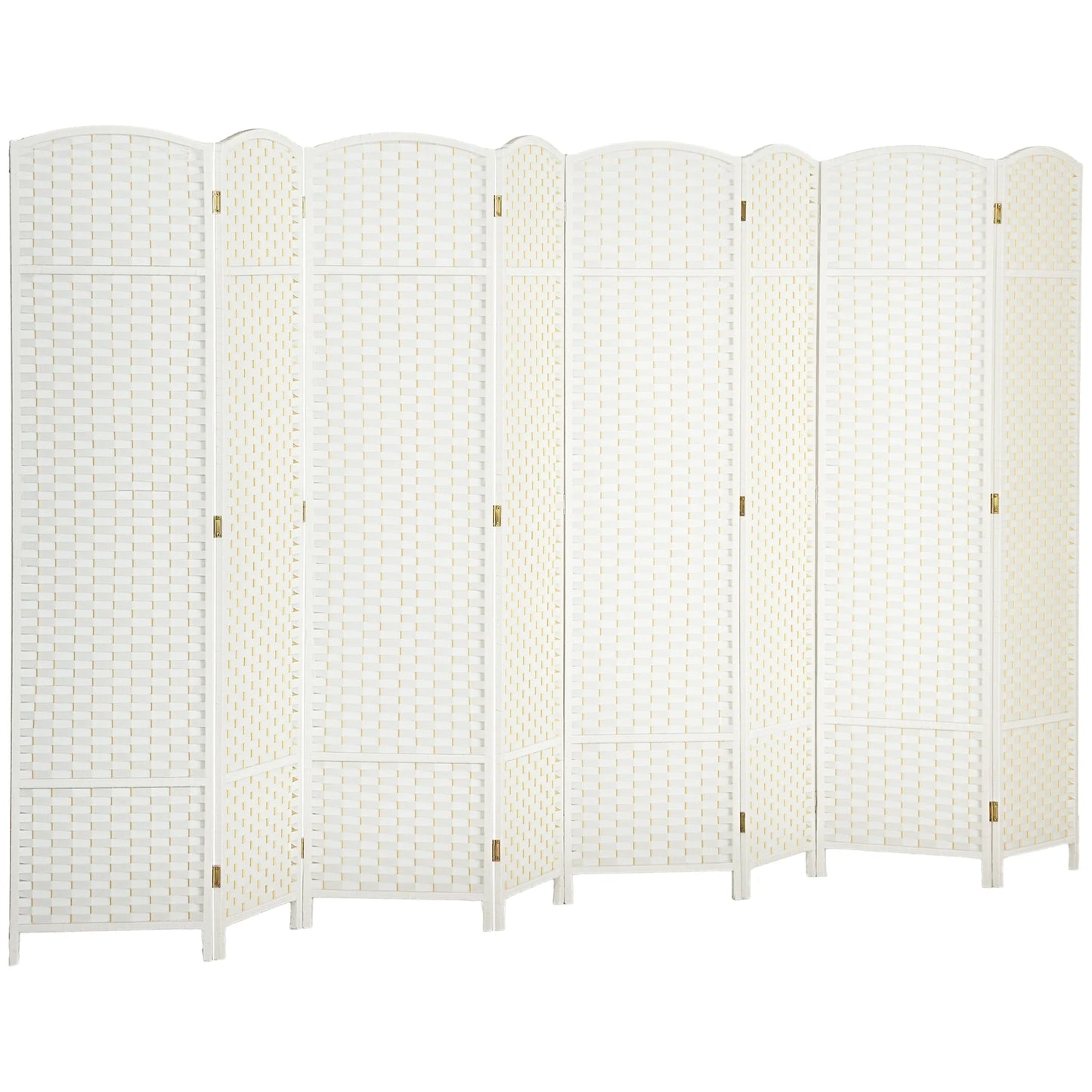 HOMCOM Room Divider, 8 Panel Folding Privacy Screen, 5.6' Tall Freestanding Partition for Home Office, Bedroom, White