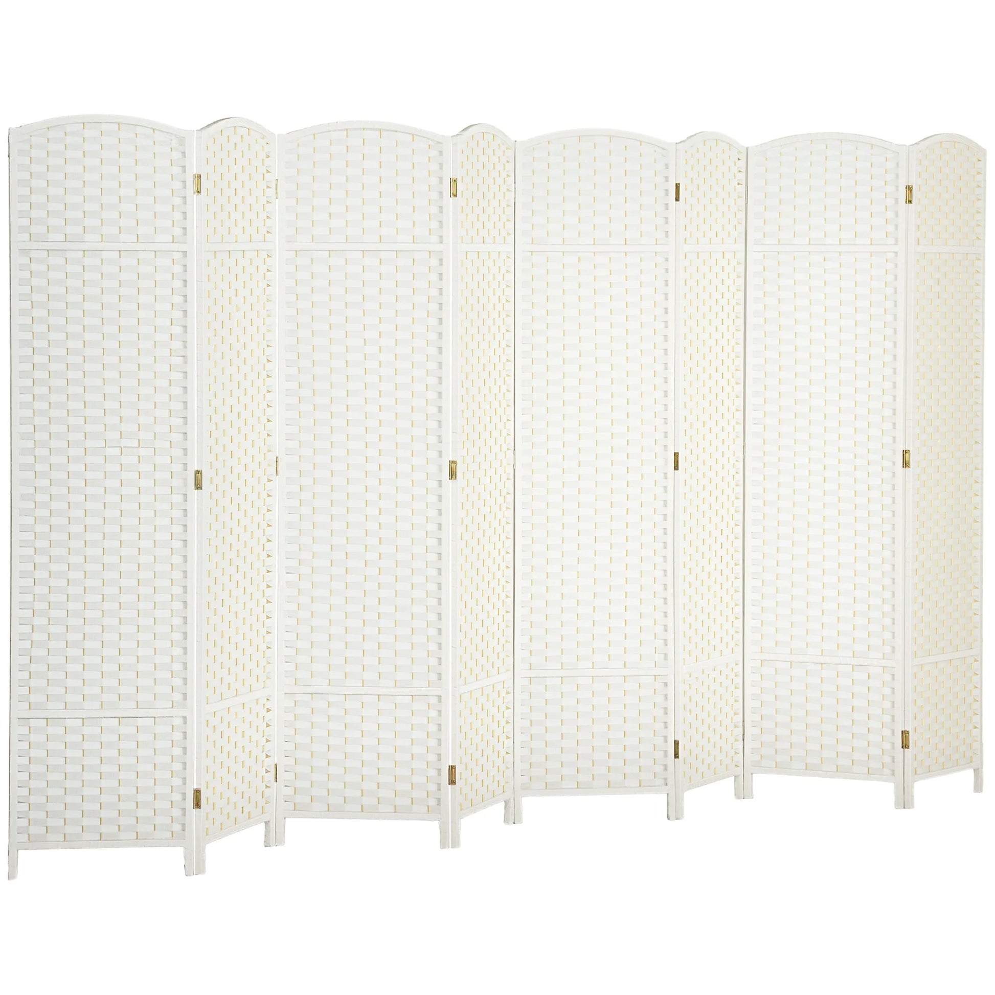 HOMCOM Room Divider, 8 Panel Folding Privacy Screen, 5.6' Tall Freestanding Partition for Home Office, Bedroom, White