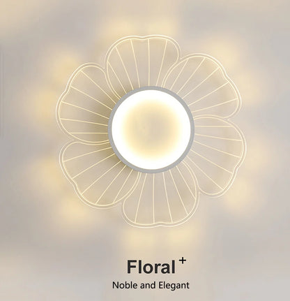 Modern LED Flush Mount Ceiling Light Fixture with Remote Control, Flower Shape Ceiling Light Dimmable LED Close to Ceiling Ligh, Elegant Home Ceiling Lamp for Bedroom Livingroom Dining Rooms
