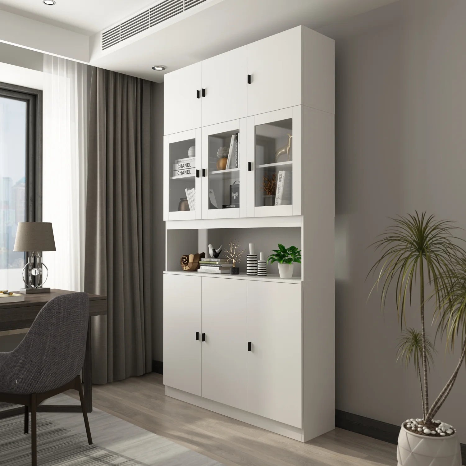 KULAGAGA Kitchen Pantry Storage Cabinet, 87.8"H Freestanding Storage Cabinet Cupboard for Home Office Living Room, Whiet