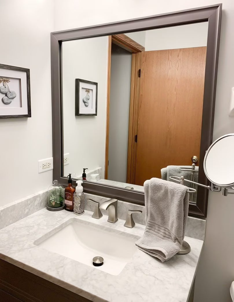Morgan Dark Grey Framed Wall Mirror, Rectangular Vanity Mirror, Multiple Sizes