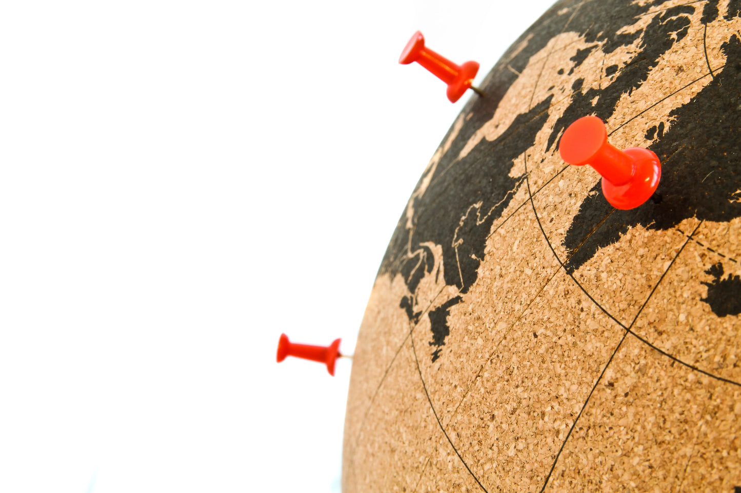 Suck UK | Large Black Cork Globe Map | With Push Pins | 10° ? 25cm