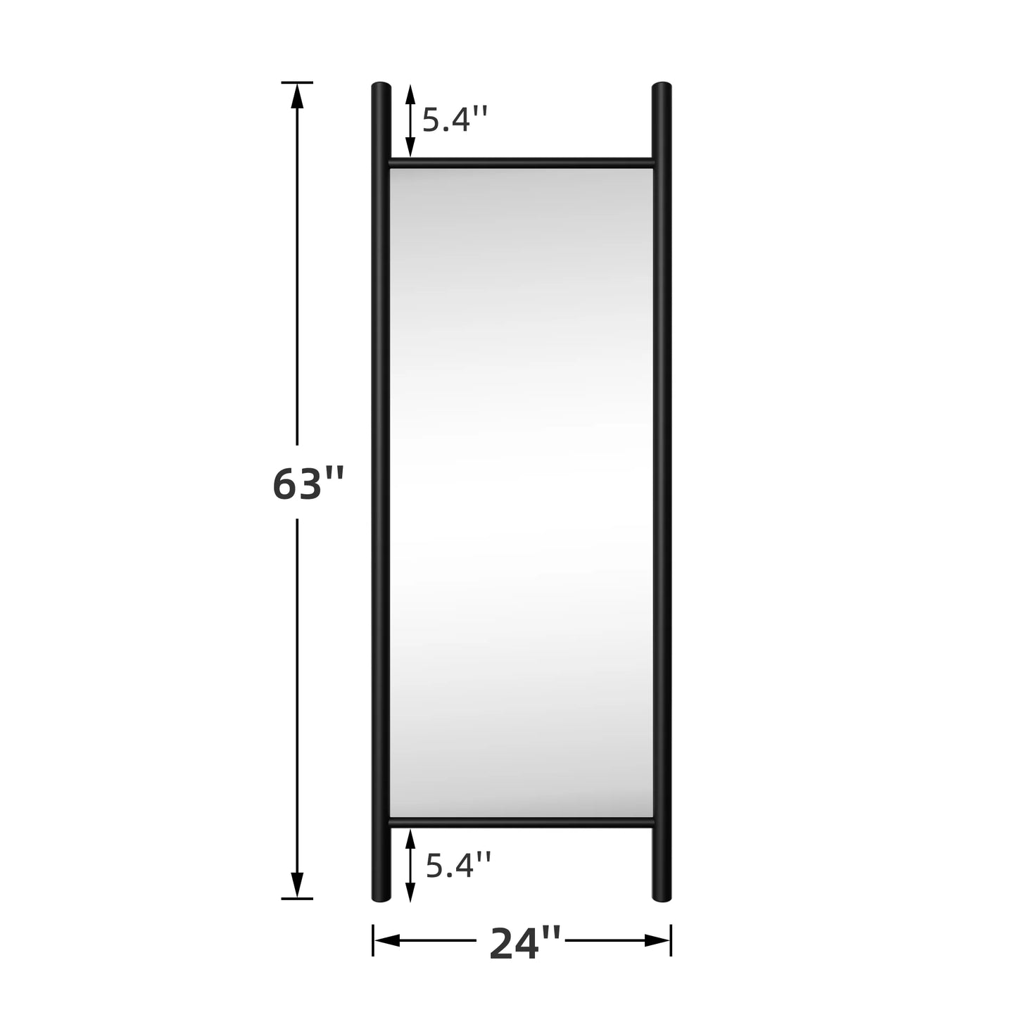 63"x24" Wood Full Length Mirror Ladder Rectangle Floor Mirror, Black