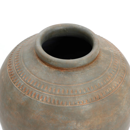 LuxenHome Rustic Ceramic Flower Vase, 14'' Brown Terracotta Urn Vases for Room Decor, Vintage Pottery Living Room Decor, Modern Farmhouse Floor Vase Home Dcor Accents